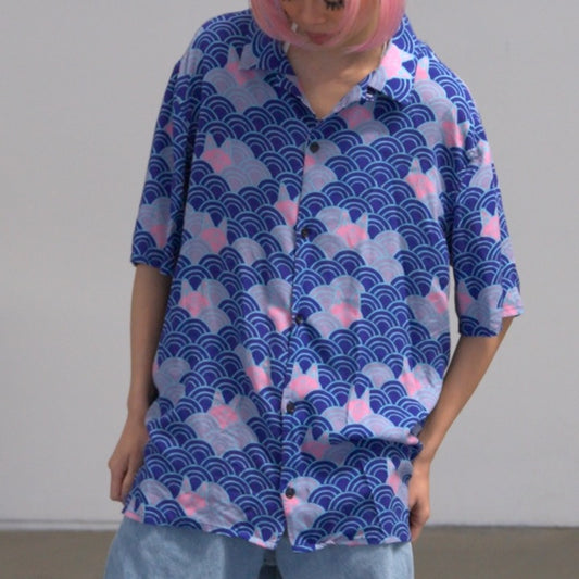 Apari Art Pattern Short Sleeve Button-Up (L)