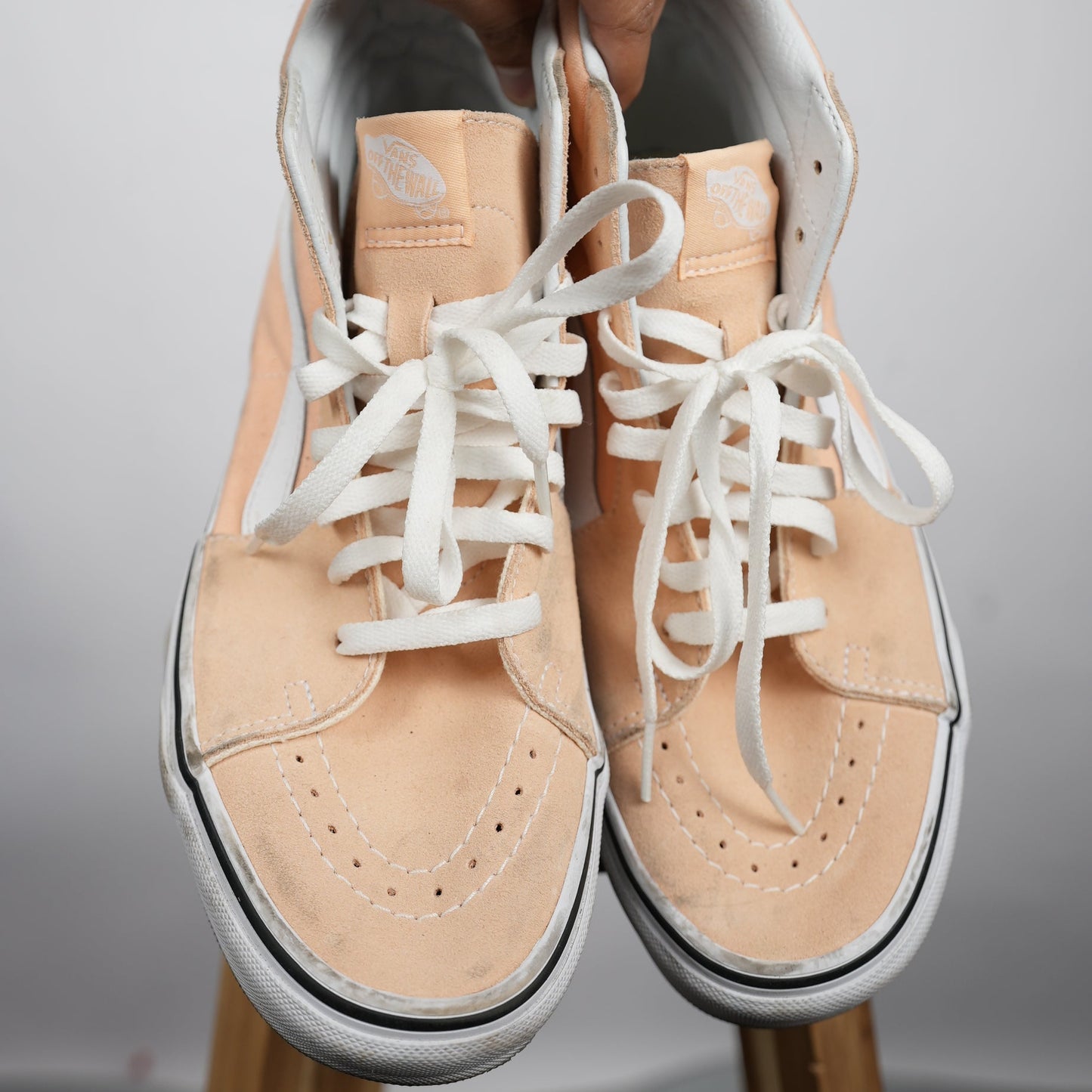 Vans Sk8-Hi “Peach/White” (Size 8, Lightly Skated)