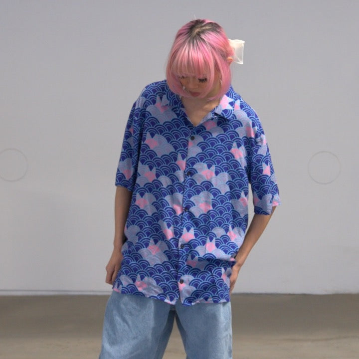 Apari Art Pattern Short Sleeve Button-Up (L)