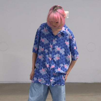 Apari Art Pattern Short Sleeve Button-Up (L)