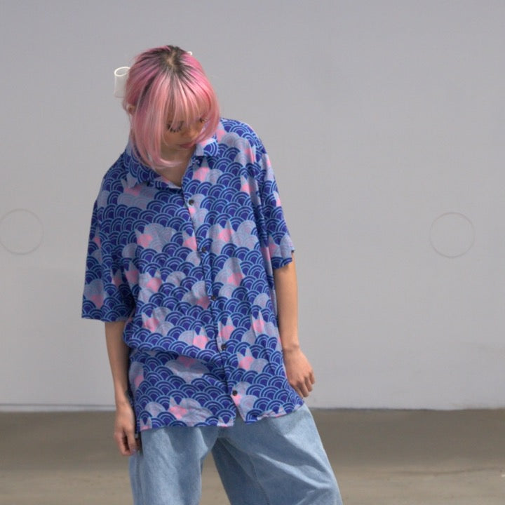 Apari Art Pattern Short Sleeve Button-Up (L)