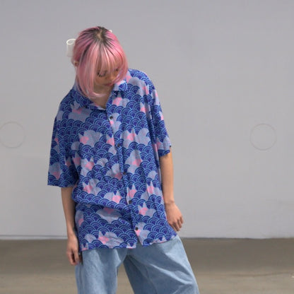 Apari Art Pattern Short Sleeve Button-Up (L)