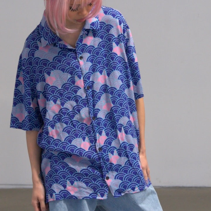 Apari Art Pattern Short Sleeve Button-Up (L)