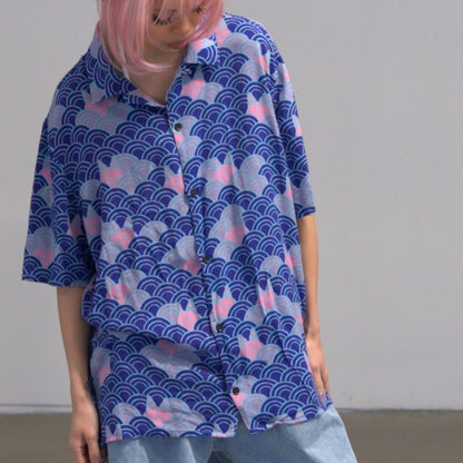 Apari Art Pattern Short Sleeve Button-Up (L)