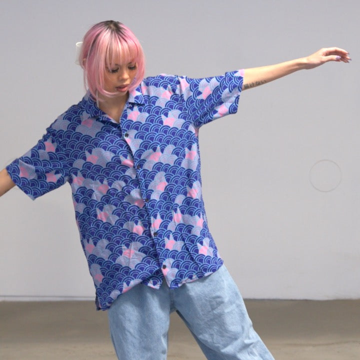 Apari Art Pattern Short Sleeve Button-Up (L)