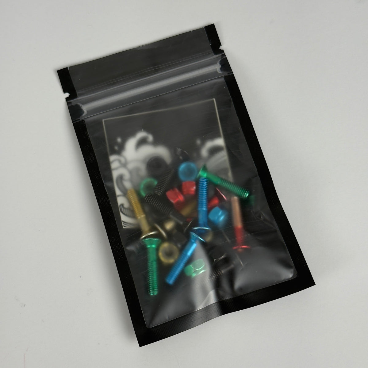 Colored skate bolts in the pack