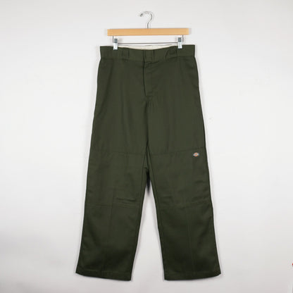 Olive Dickies Double Knee Work Pants 32x30 (Relaxed Fit, Skated In)