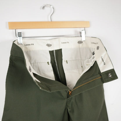 Olive Dickies Double Knee Work Pants 32x30 (Relaxed Fit, Skated In)
