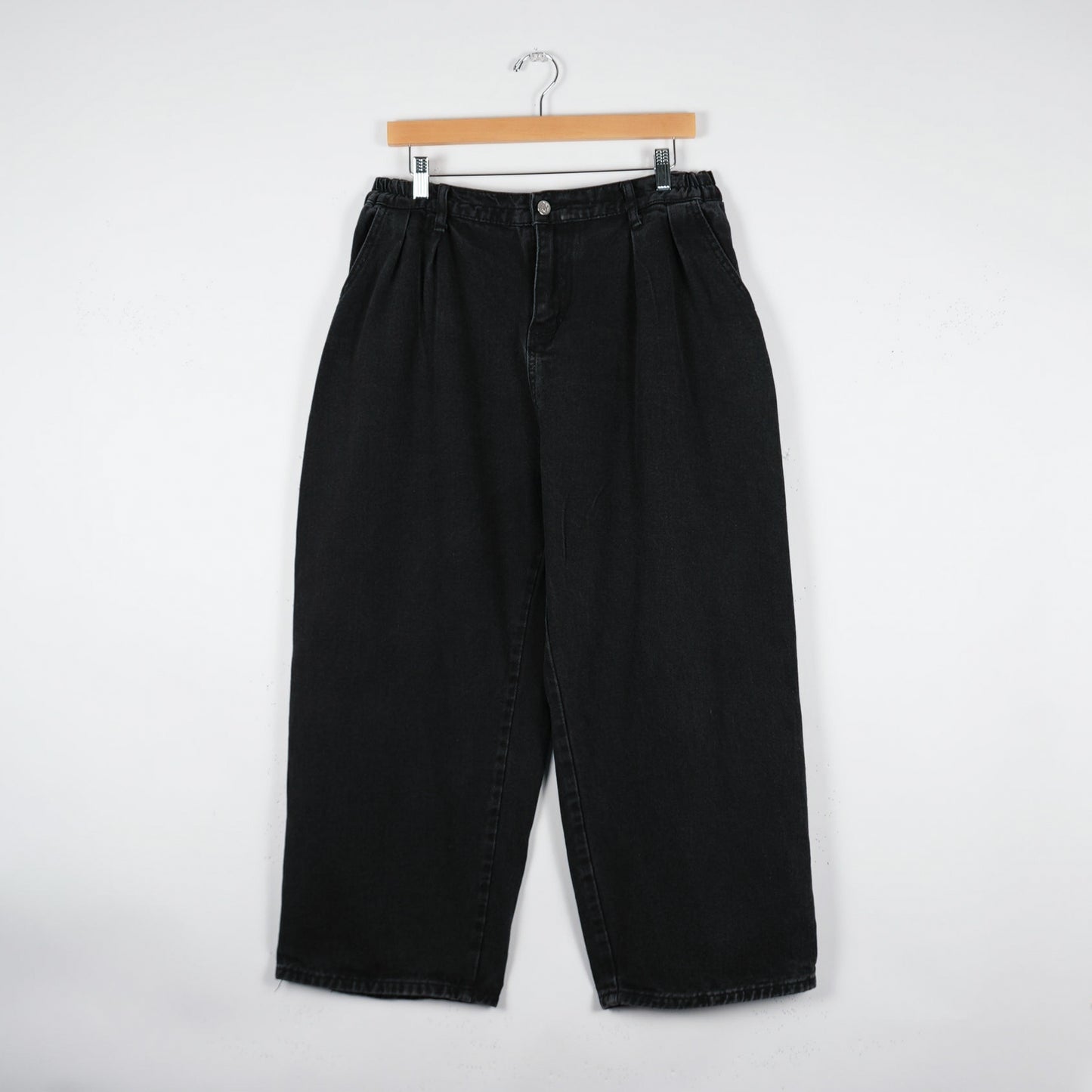 Black Baggy Denim Jeans 32x25 (Unbranded, Skated In)