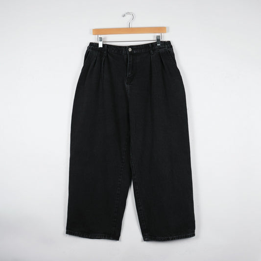 Black Baggy Denim Jeans 32x25 (Unbranded, Skated In)