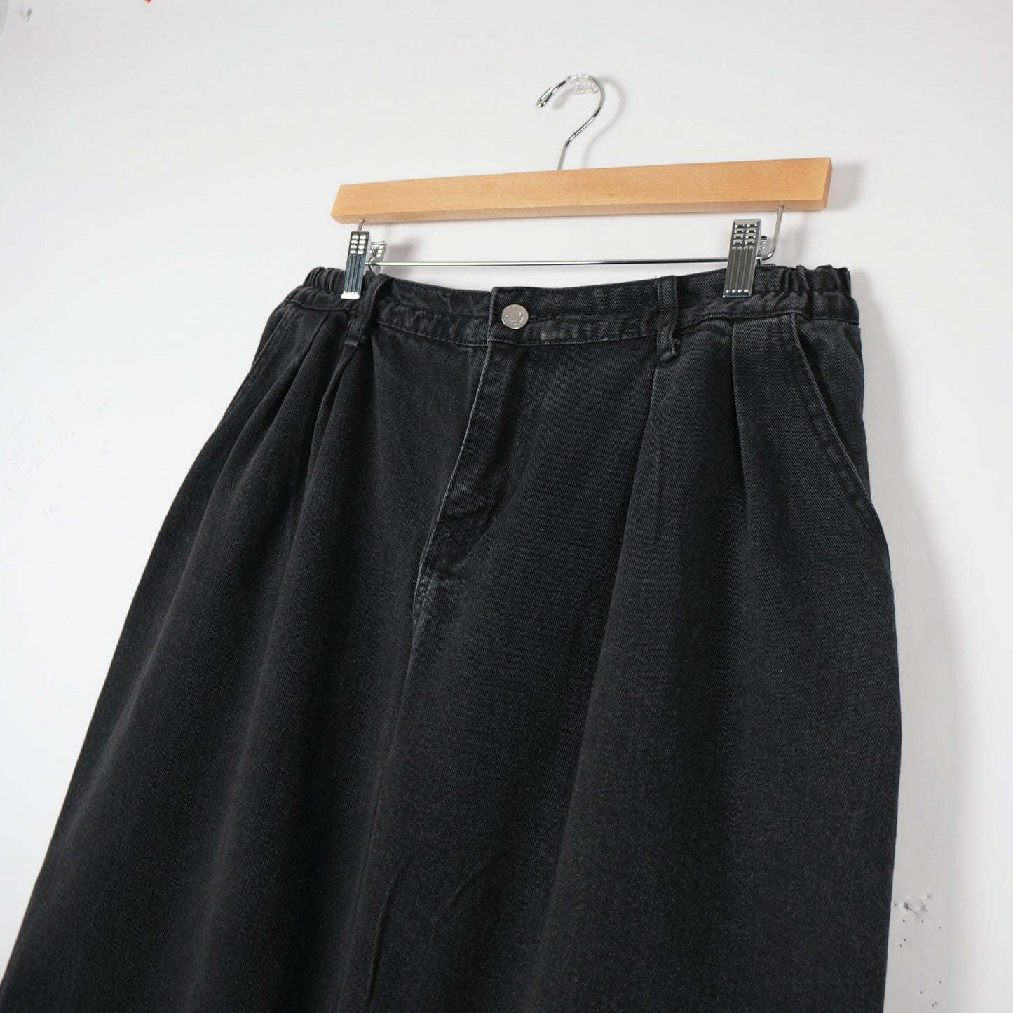 Black Baggy Denim Jeans 32x25 (Unbranded, Skated In)