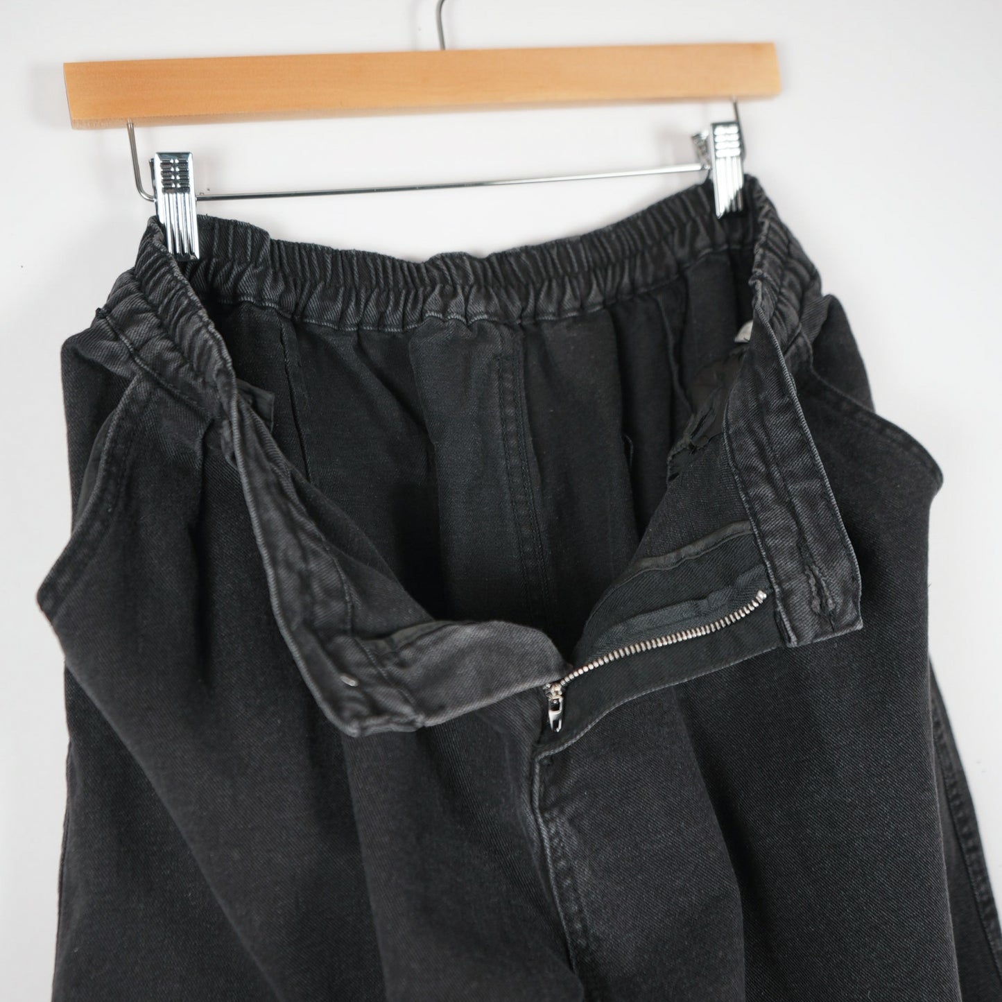 Black Baggy Denim Jeans 32x25 (Unbranded, Skated In)